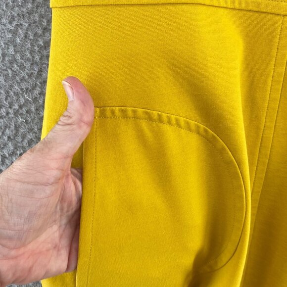 Boden Dress Womens 8R Yellow Fit & Flare Short Sleeve Ponte Knit Notch Neck Mini - Picture 5 of 12